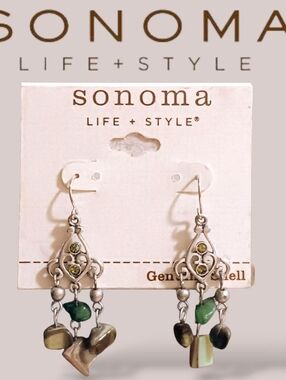 Mixed Shell Ocean Fragment Dangle Earrings